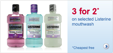 3 for 2 on selected Listerine mouthwash